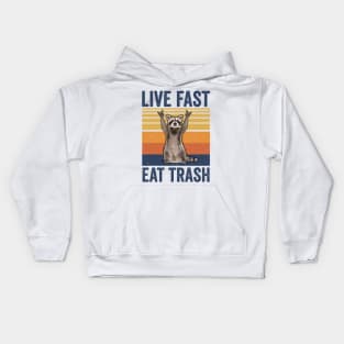 Live Fast Eat Trash Cute Raccoon Vintage Kids Hoodie